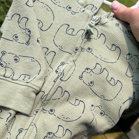 Infant Baby 12M Carter's Green Hooded Zip Up One Piece - Picture 5 of 6